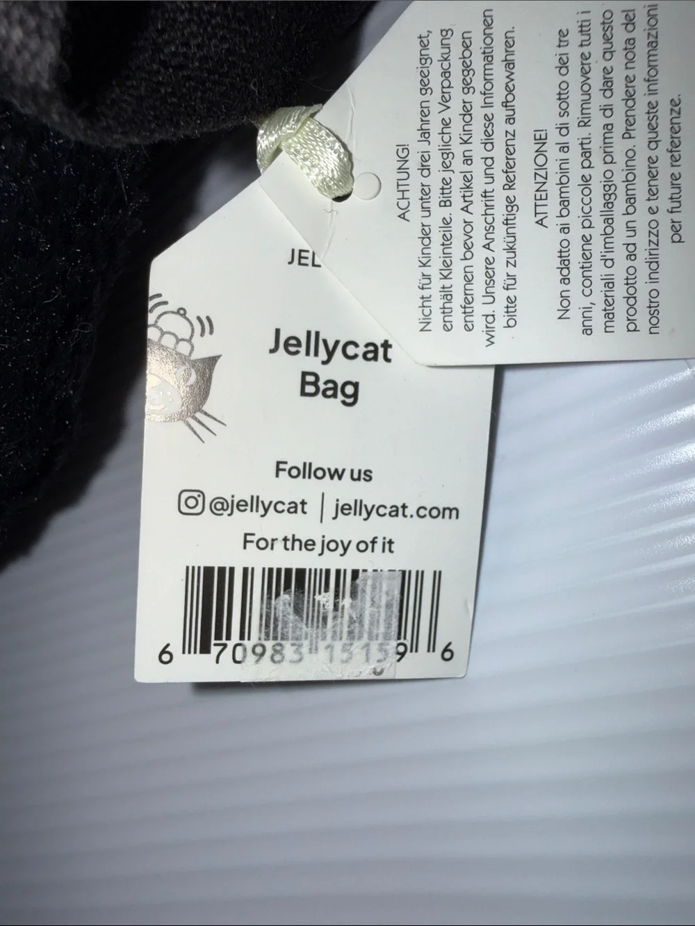 NWT Jellycat Black Cat Plush Bag